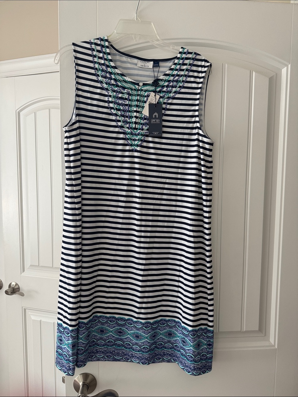 Cabana Life x Talbots Navy Striped Embroidered Top BNWT size Large